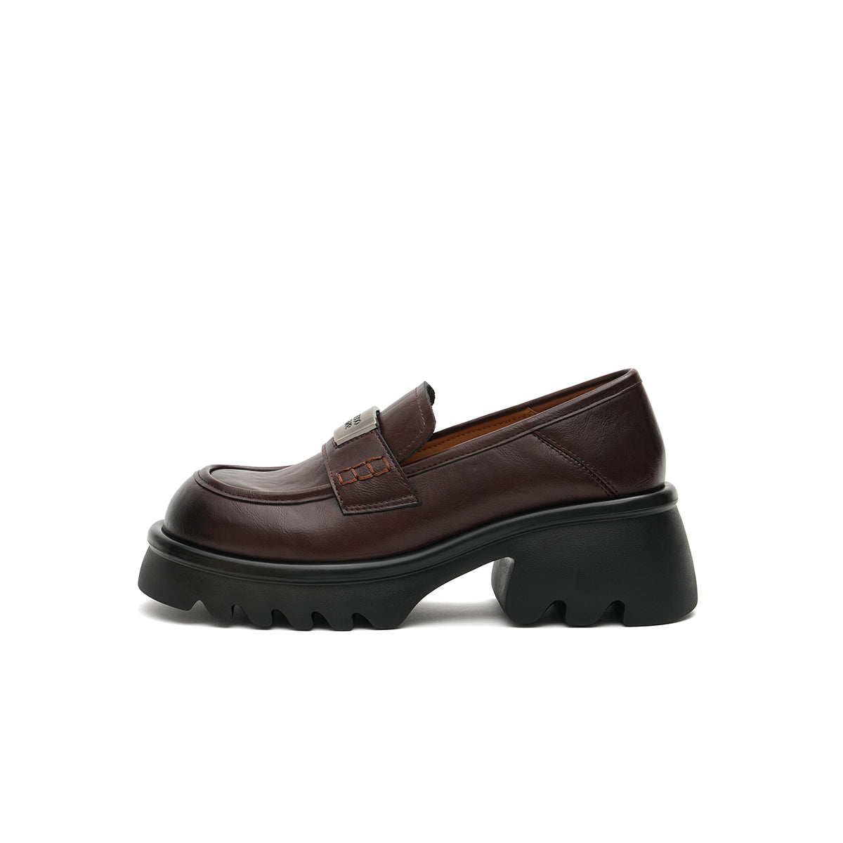 Chunky Heel Platform Loafers-5
