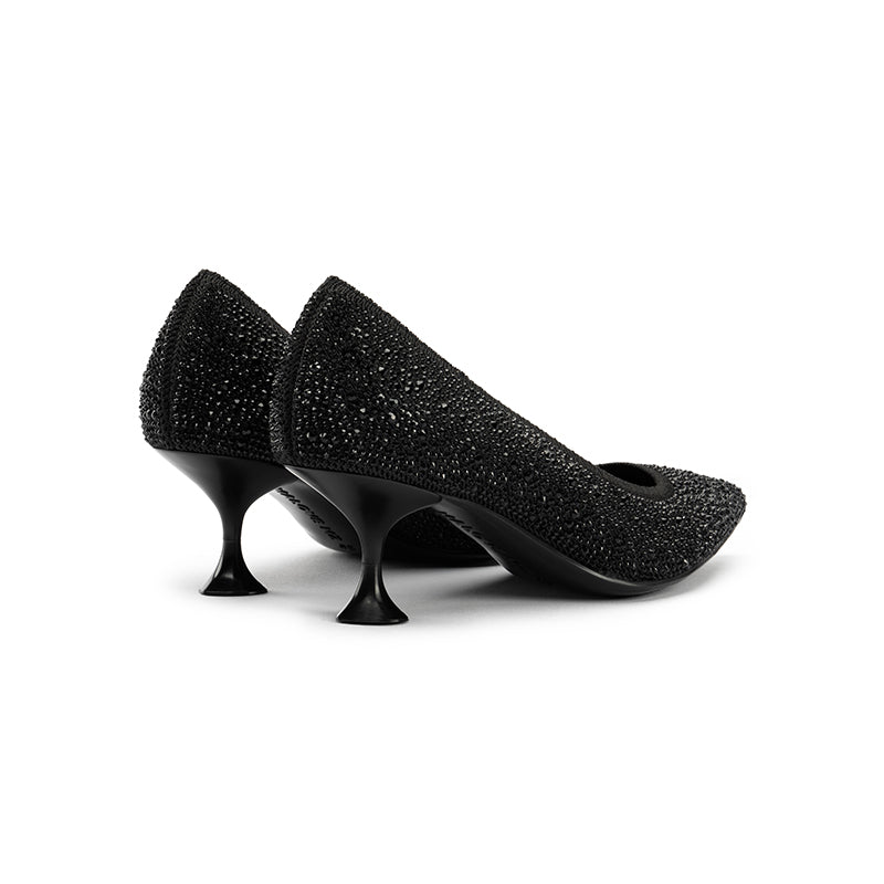 Cocktail Pointed Toe Rhinestone Kitten Heels-4