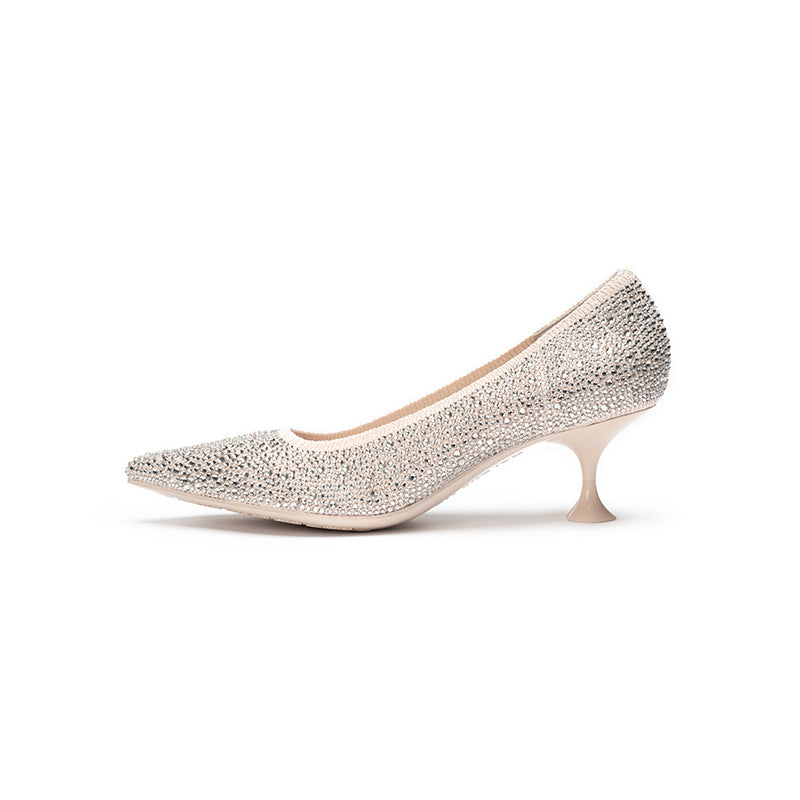 Cocktail Pointed Toe Rhinestone Kitten Heels-7