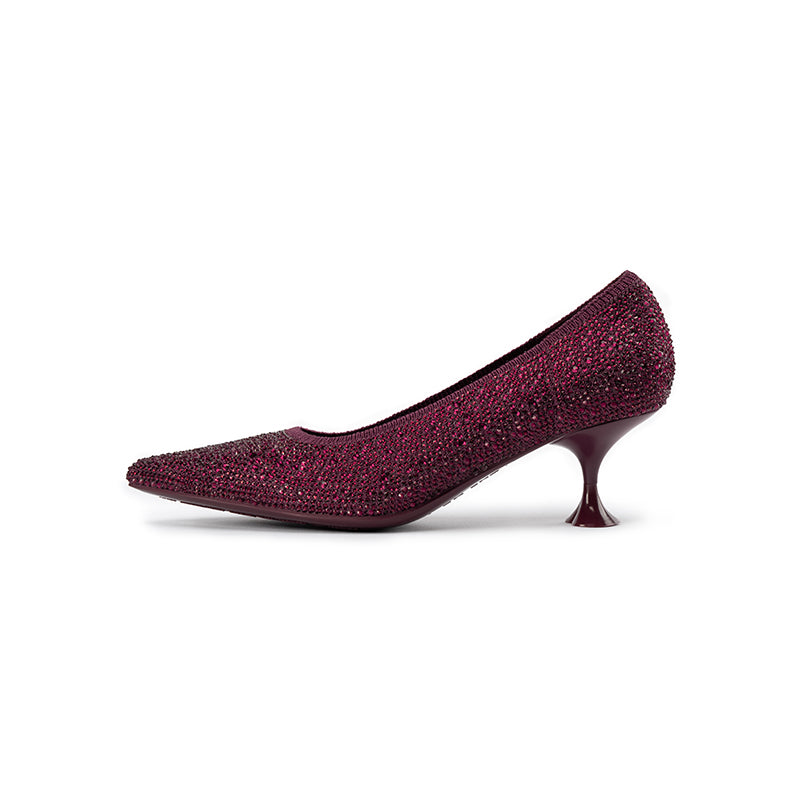 Cocktail Pointed Toe Rhinestone Kitten Heels-8