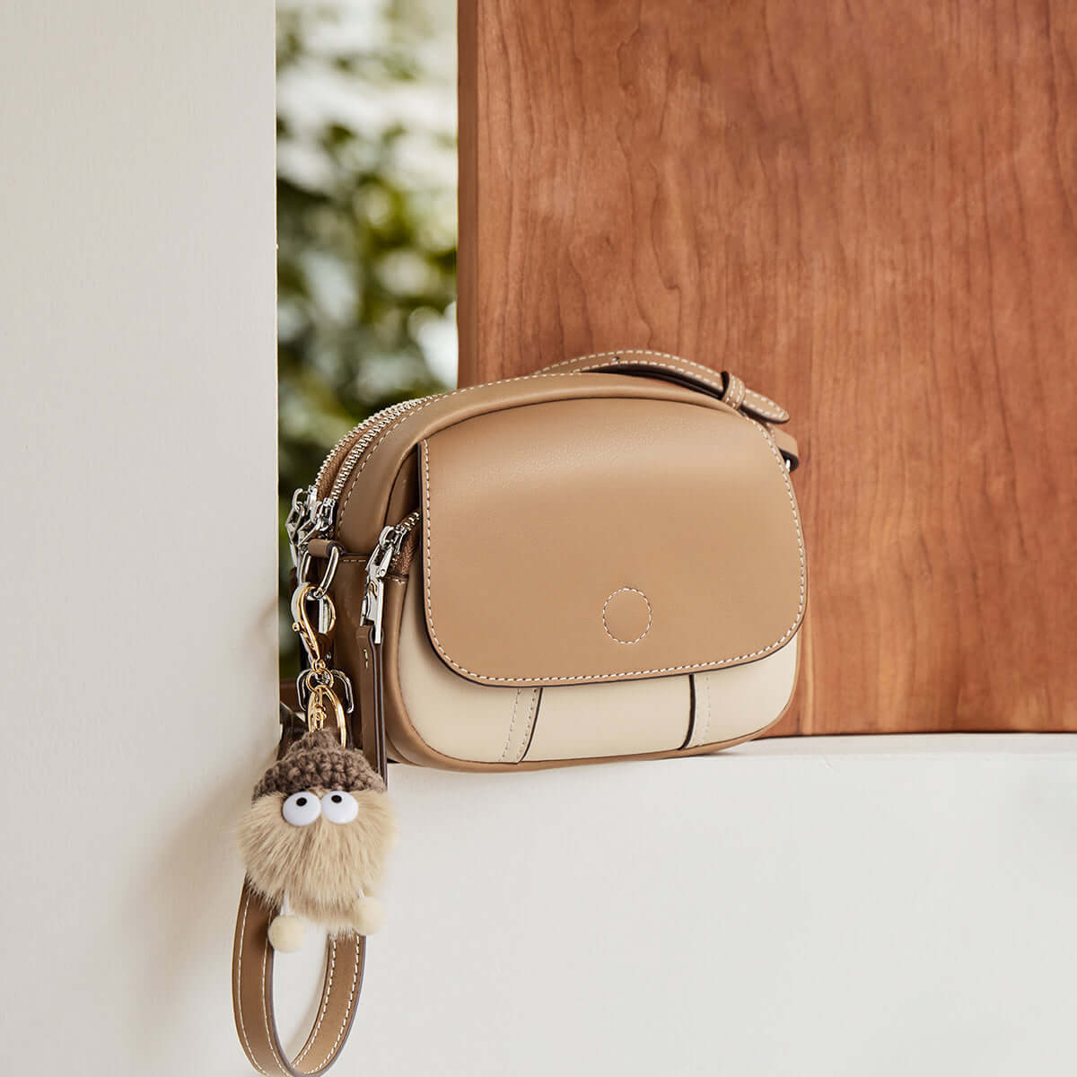 Cutesy Compact Leather Shoulder Bag