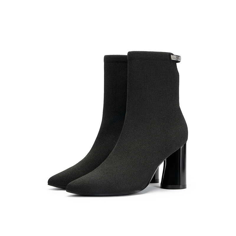 Elegant Pointed Toe Block Heel Ankle Boots-1