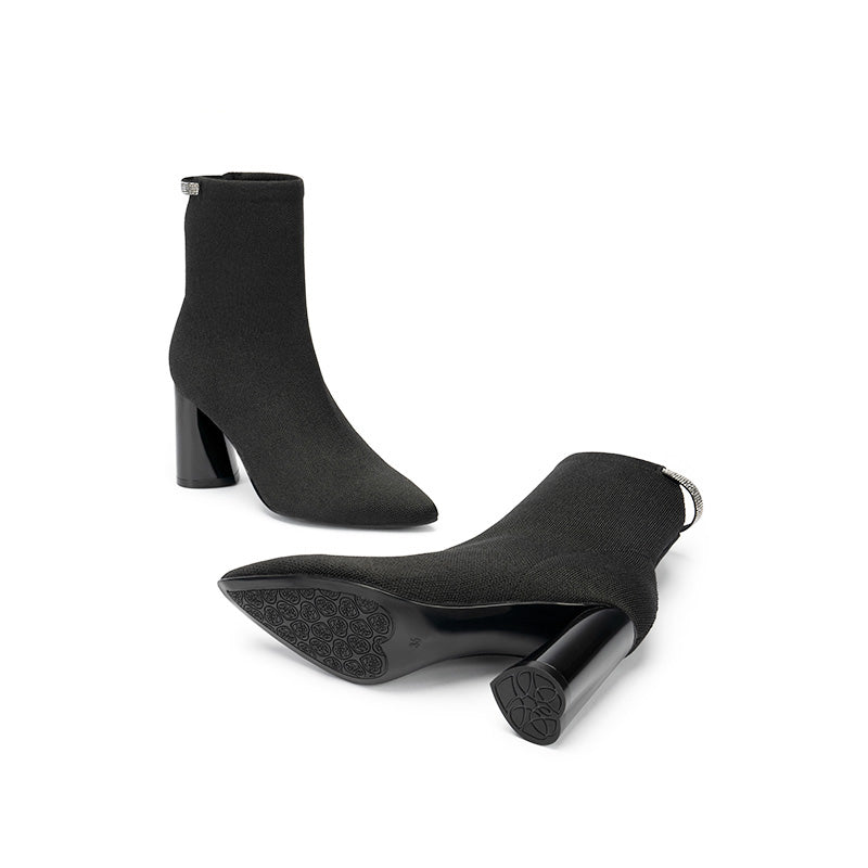 Elegant Pointed Toe Block Heel Ankle Boots-3