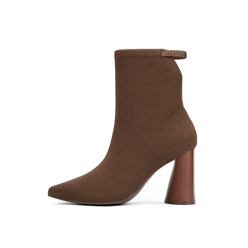 Elegant Pointed Toe Block Heel Ankle Boots-5