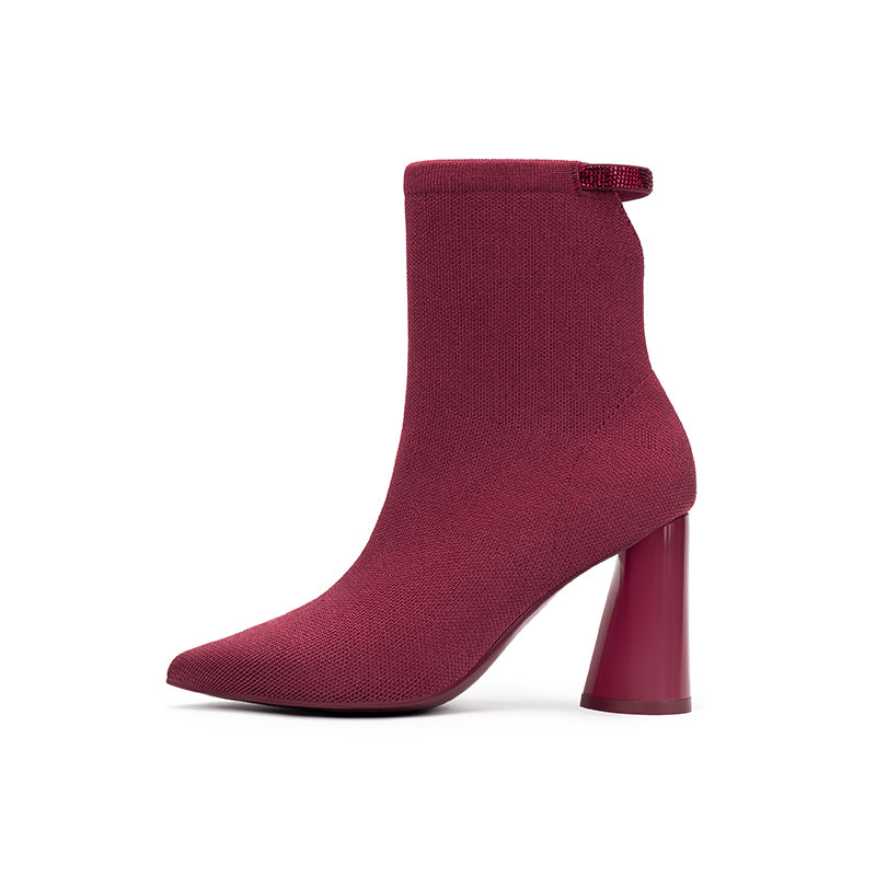 Elegant Pointed Toe Block Heel Ankle Boots-7