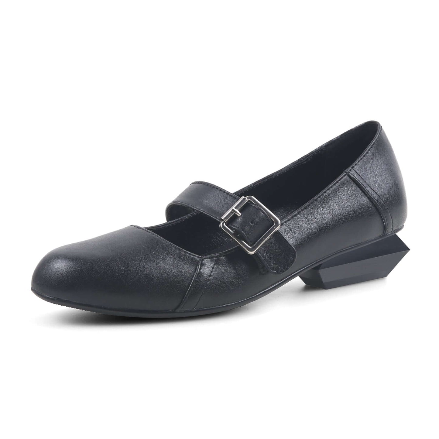 Casual Fringed Black Leather Mary Jane Shoes-1