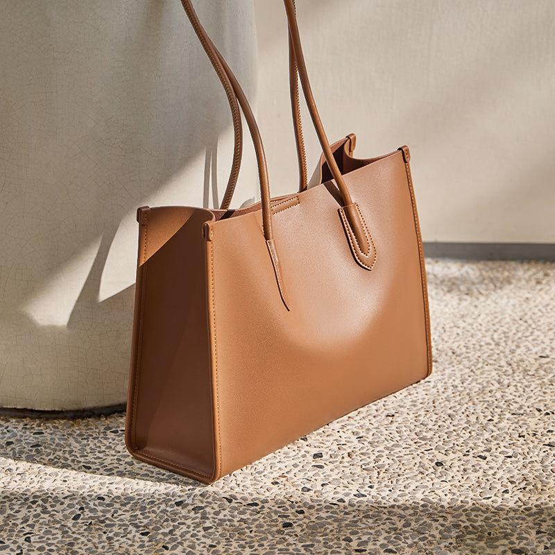 Large Capacity Leather Commuter Tote Bag-3