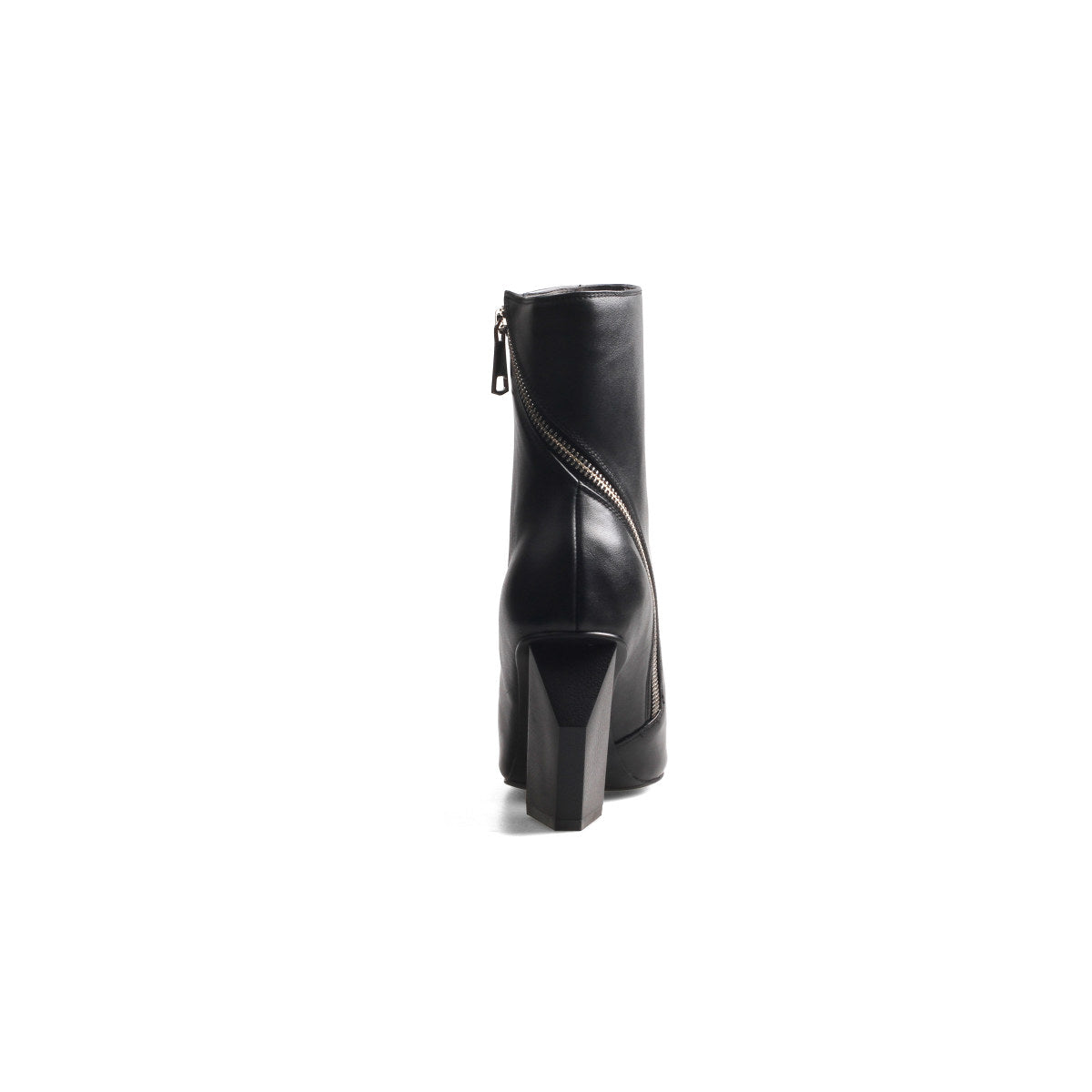 Leather Ankle Boots with Slanted Zipper-2