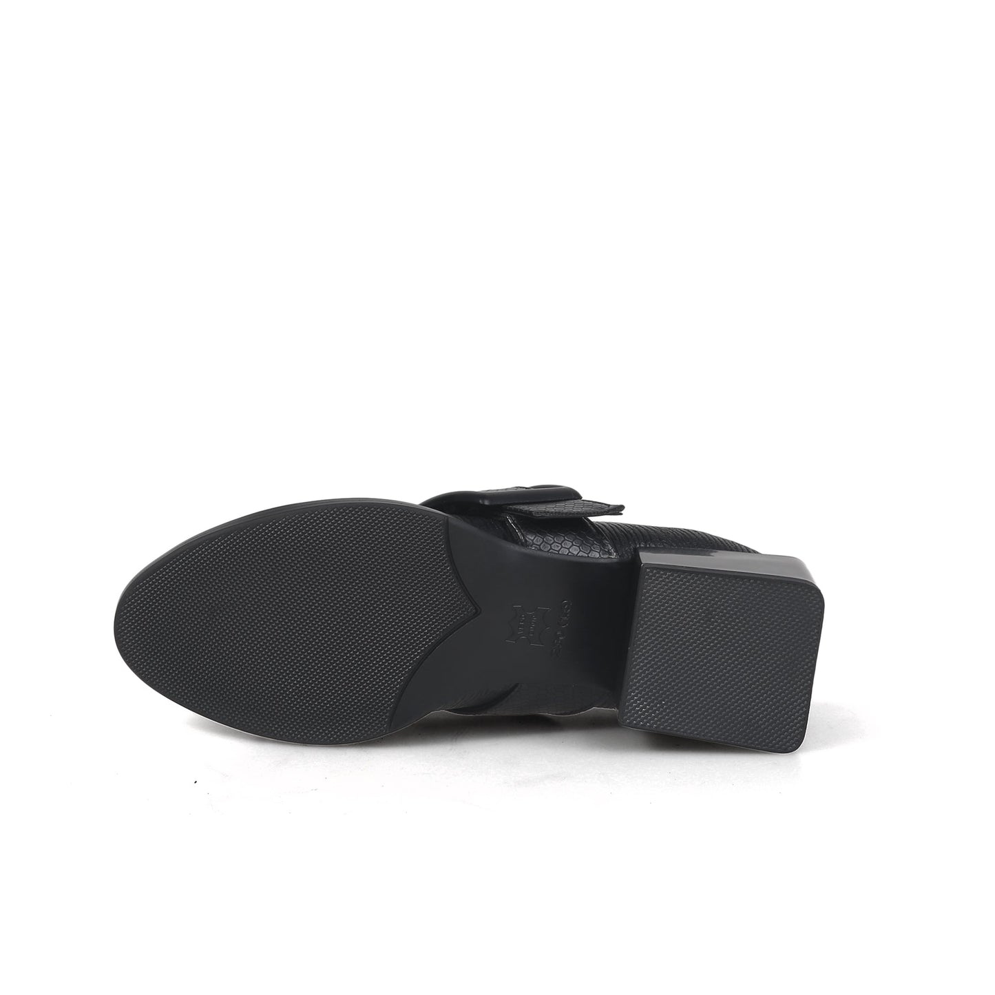 Leather Loafers with Mid-Length Block Heel Pumps-4