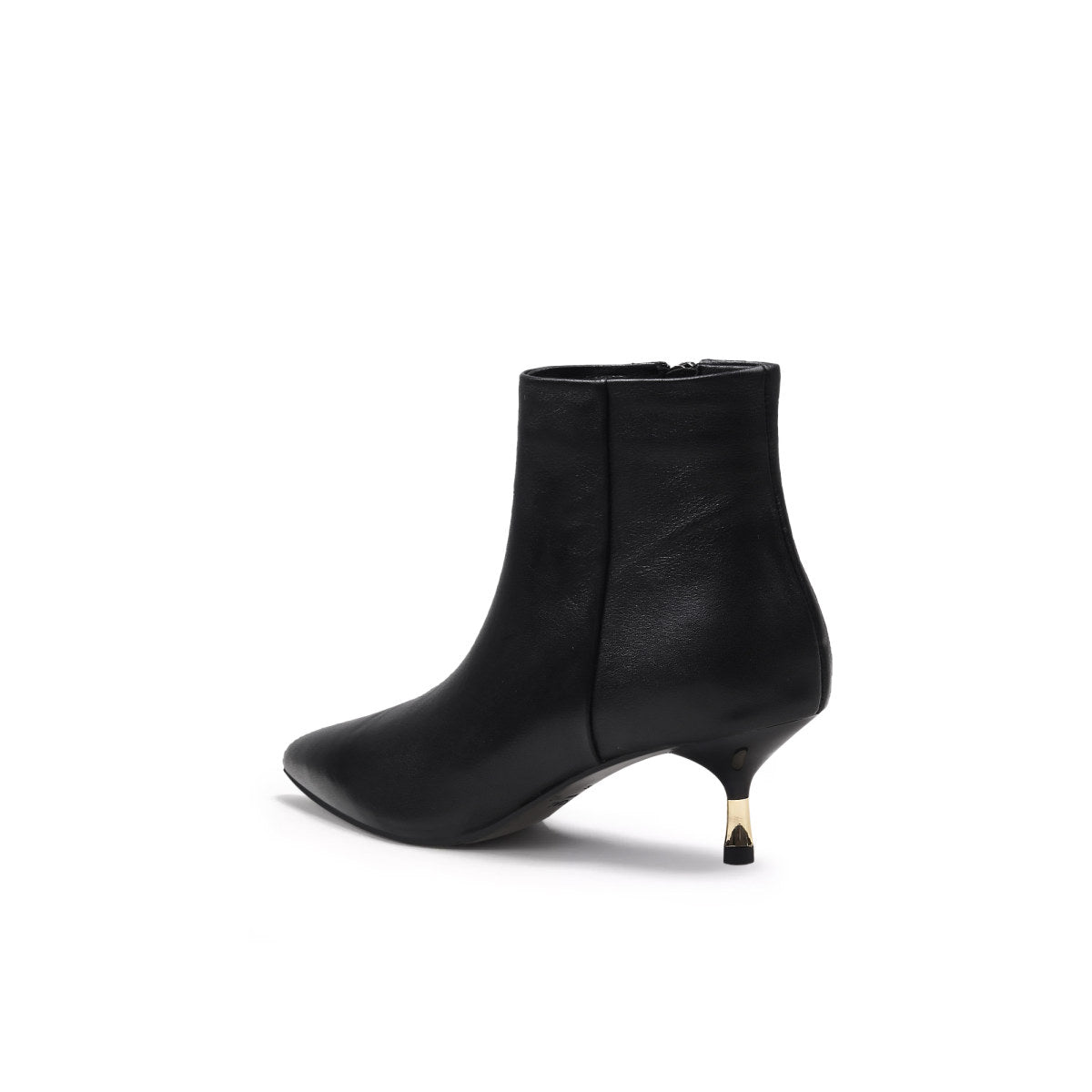 Low Ankle Leather Boots with Metallic Heels-3