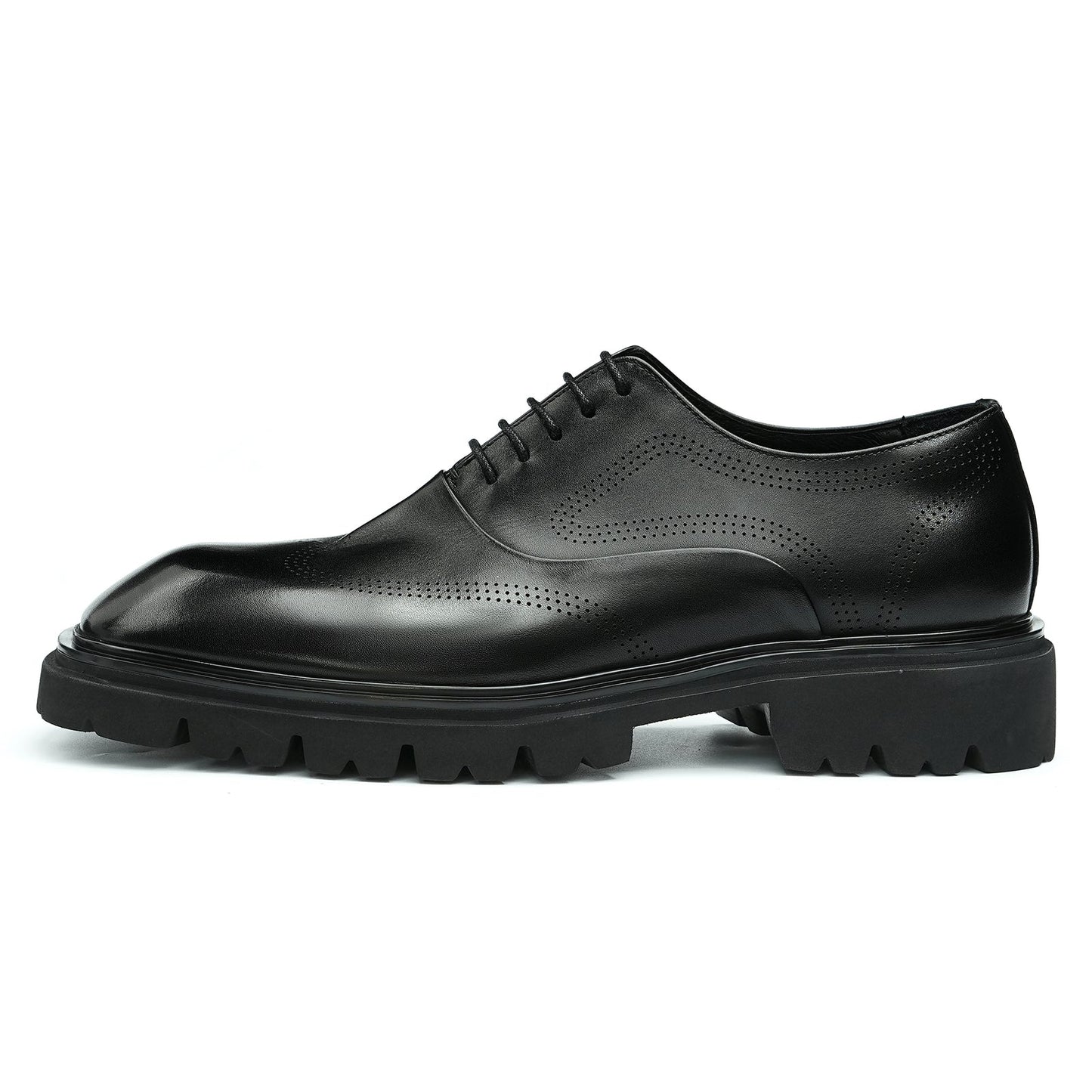 Men’s Breathable Square Toe Oxford Lace Up Dress Shoes-0