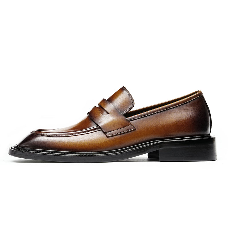 Men’s Calfskin Gradient Leather Loafers with Bold Reinforced Straps-5
