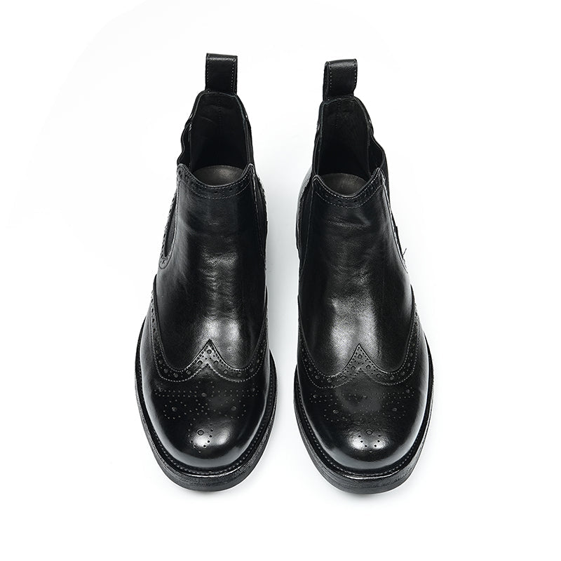 Men’s Chelsea Boots with Wingtip Brogue Detailing and Rugged Soles-3
