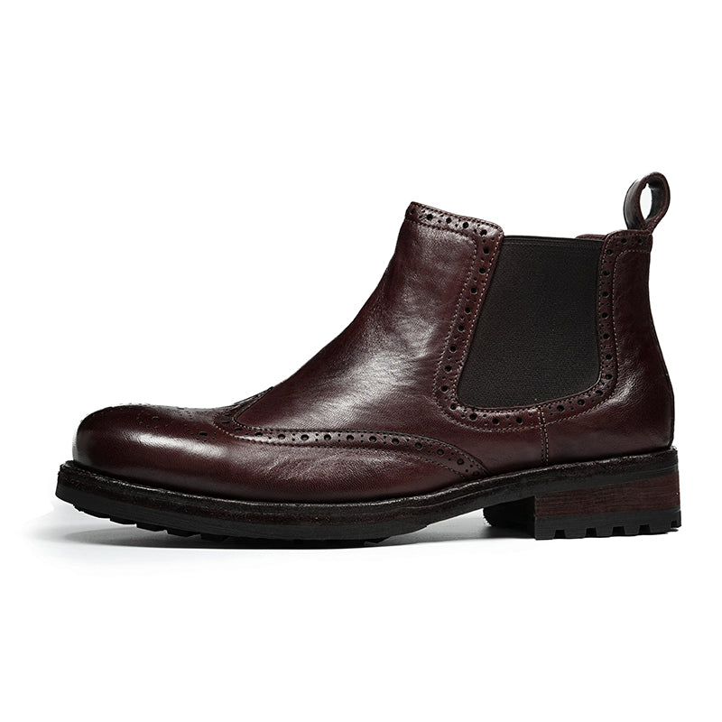 Men’s Chelsea Boots with Wingtip Brogue Detailing and Rugged Soles-6
