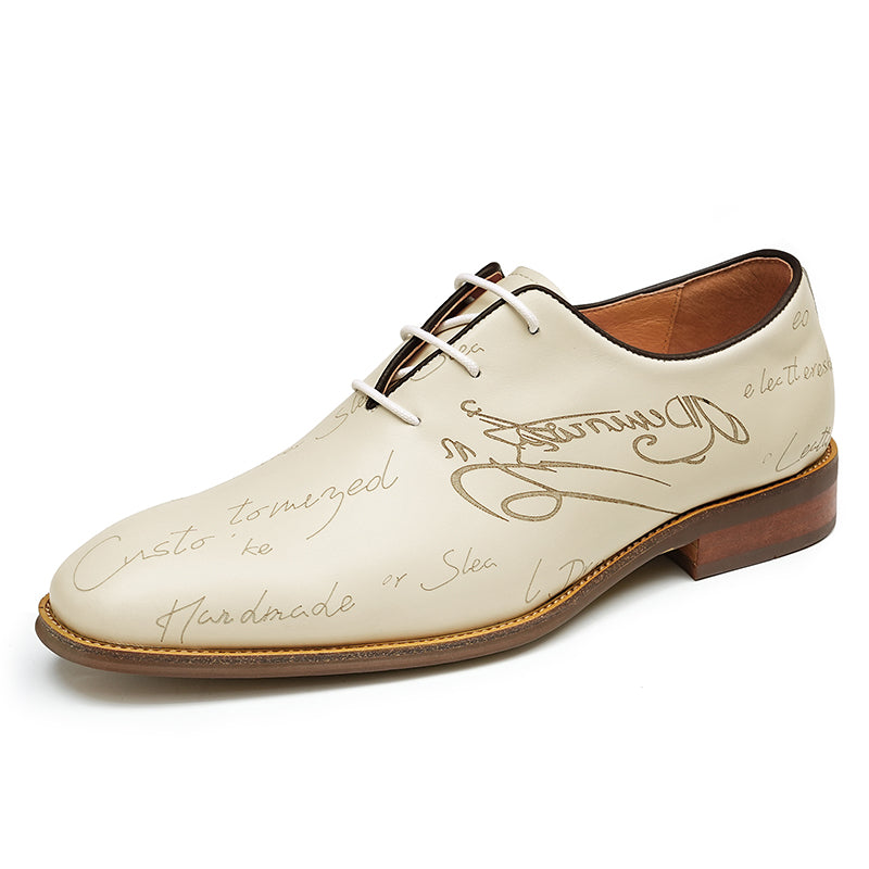 Men’s Script-Engraved Lace up Oxford Dress Shoes-1