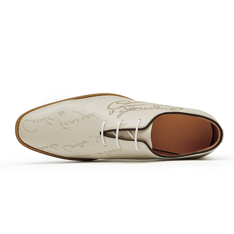 Men’s Script-Engraved Lace up Oxford Dress Shoes-2