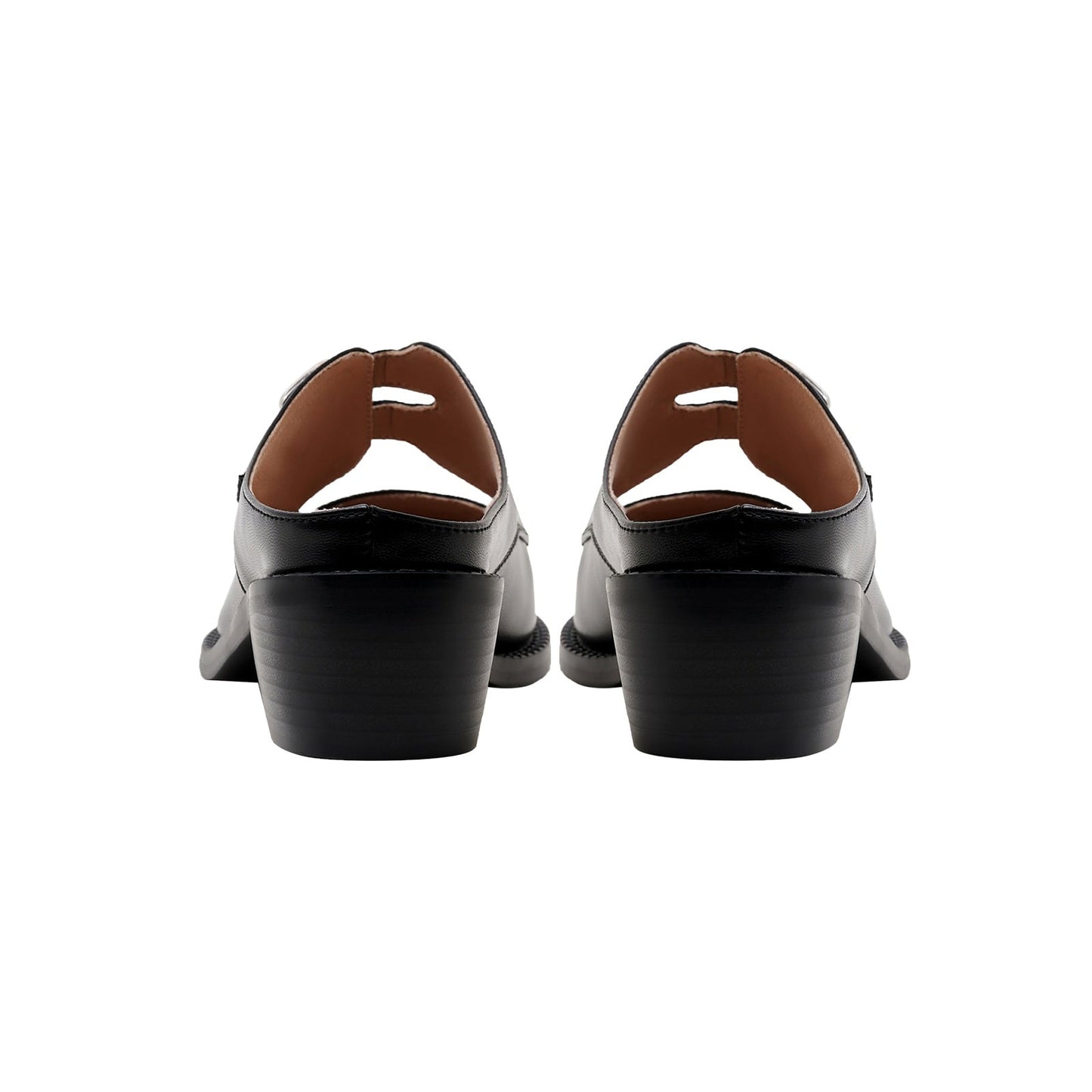 Pointed Leather Mules with Buckles-3