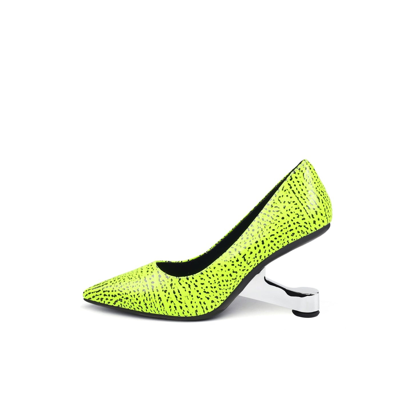 Textured Leather Pointed Toe Pumps-5