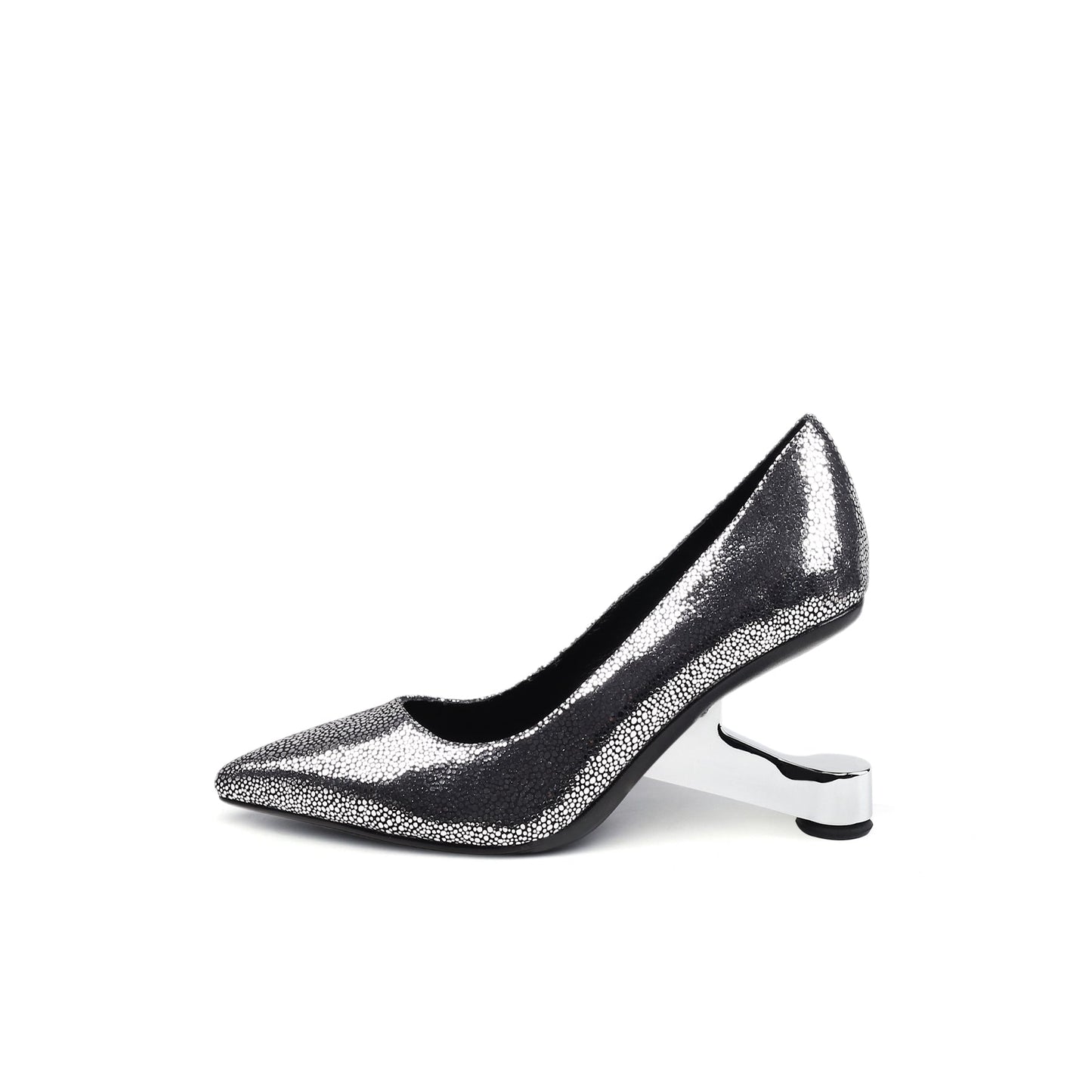 Textured Leather Pointed Toe Pumps-6