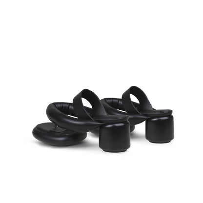 Abstract Padded Strap Block Heels-4