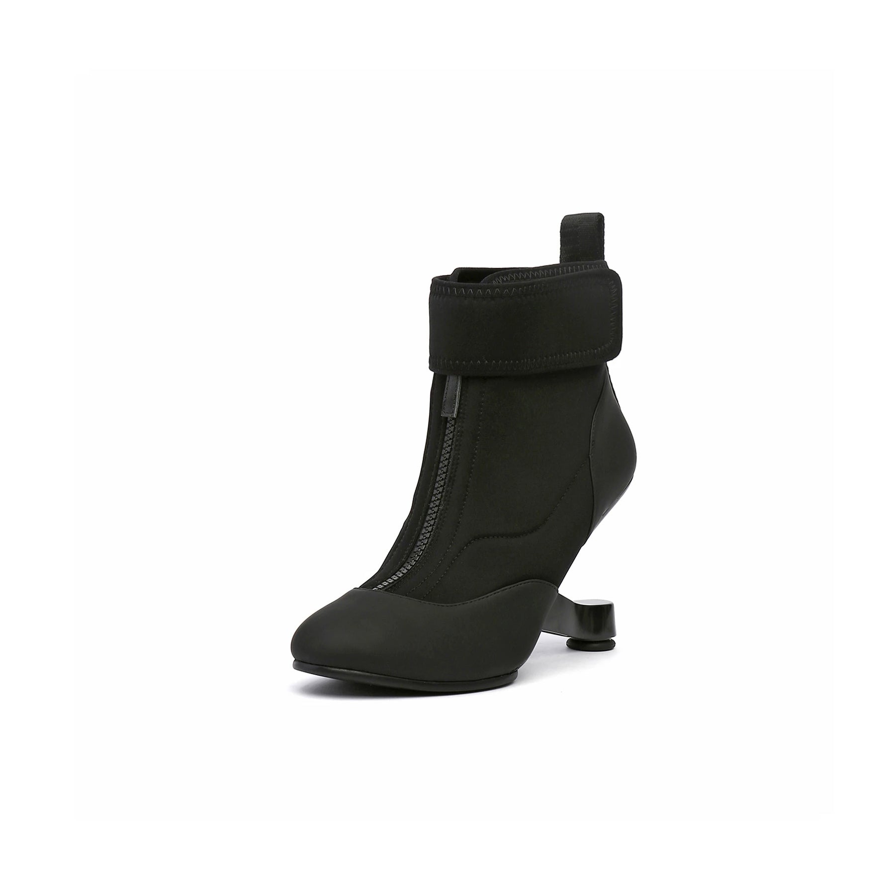 Abstract Swirl Leather Ankle Boots-1