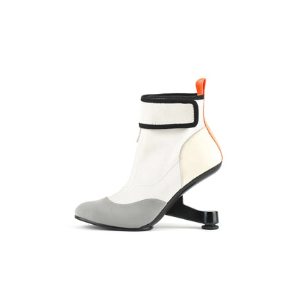 Abstract Swirl Leather Ankle Boots-5