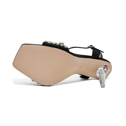 Bejeweled Ankle Strap Icicle Stiletto Sandals-4