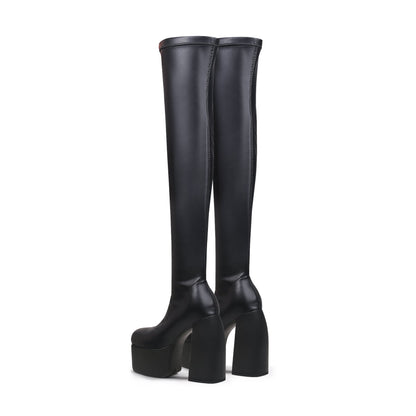 Black Cyberpunk Knee-High Boots-3