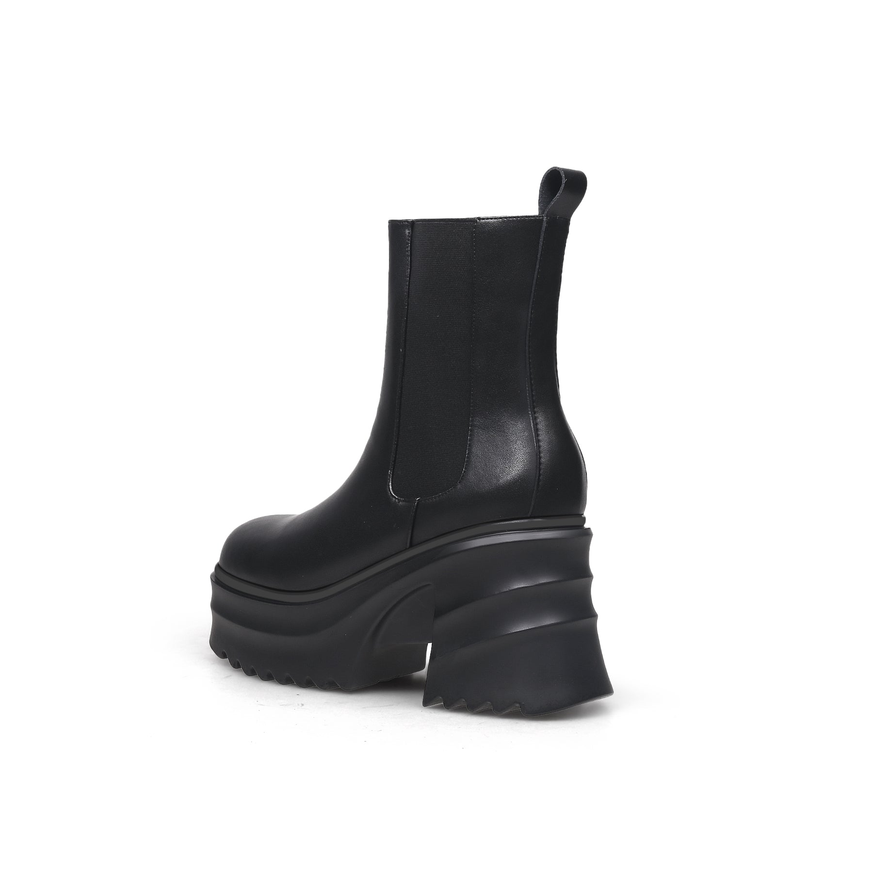 Black Leather Platform Ankle Boots-2