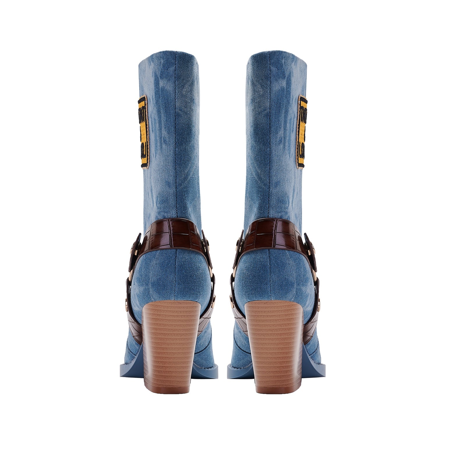 Blue Denim Mid Calf Boots-4