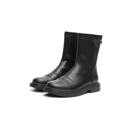 British Mid-Calf Black Leather Boots-1