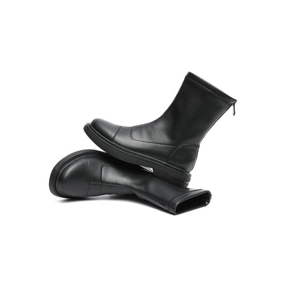 British Mid-Calf Black Leather Boots-3