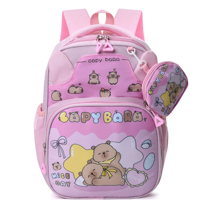 Calm Capybara Kids School Backpack-2