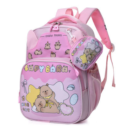 Calm Capybara Kids School Backpack-3