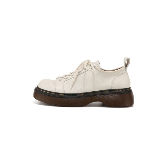 Casual Leather Platform Lace Up Shoes-0