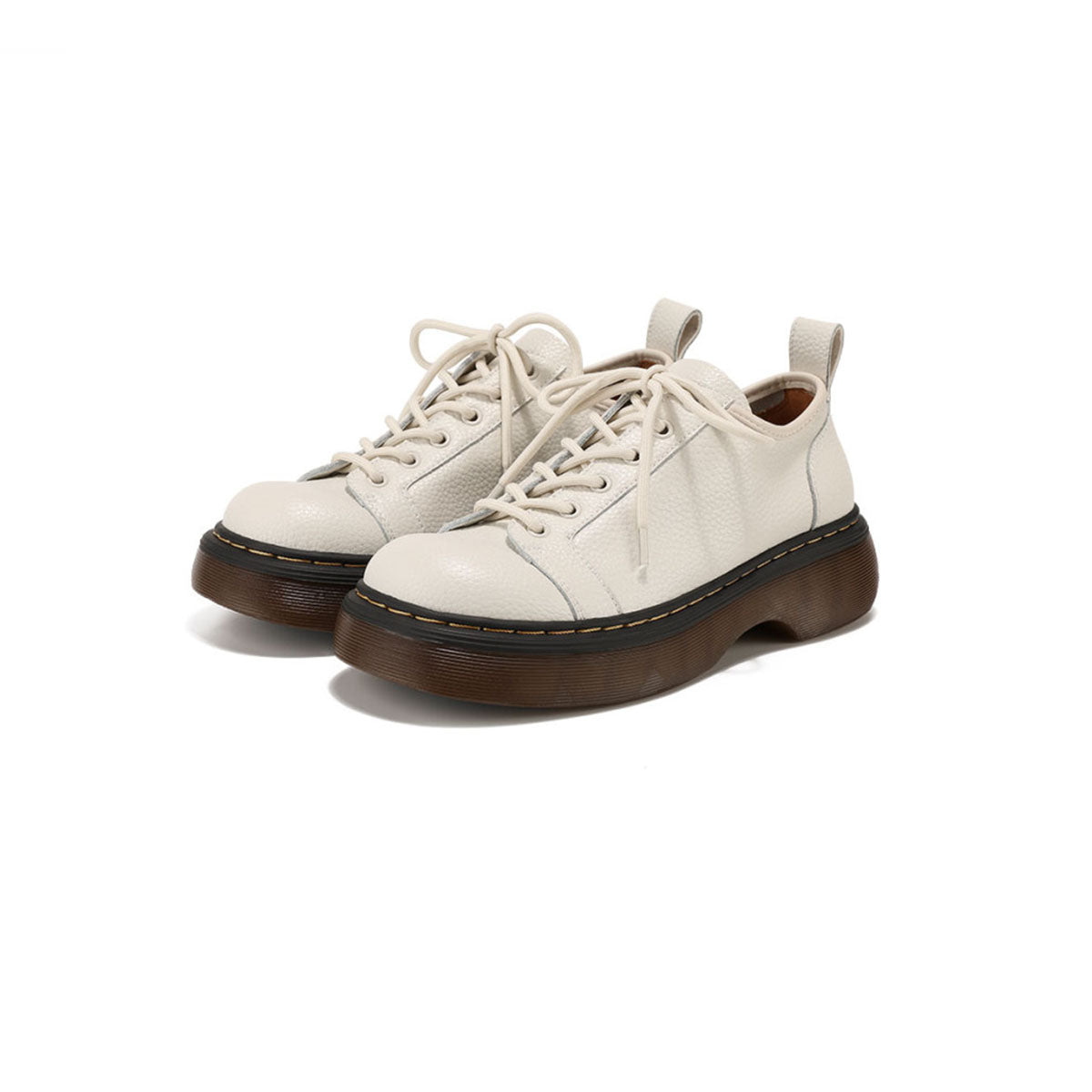 Casual Leather Platform Lace Up Shoes-1