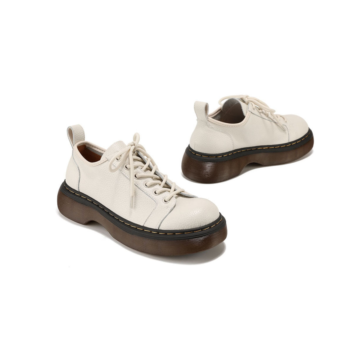 Casual Leather Platform Lace Up Shoes-2
