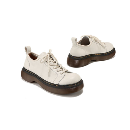 Casual Leather Platform Lace Up Shoes-2