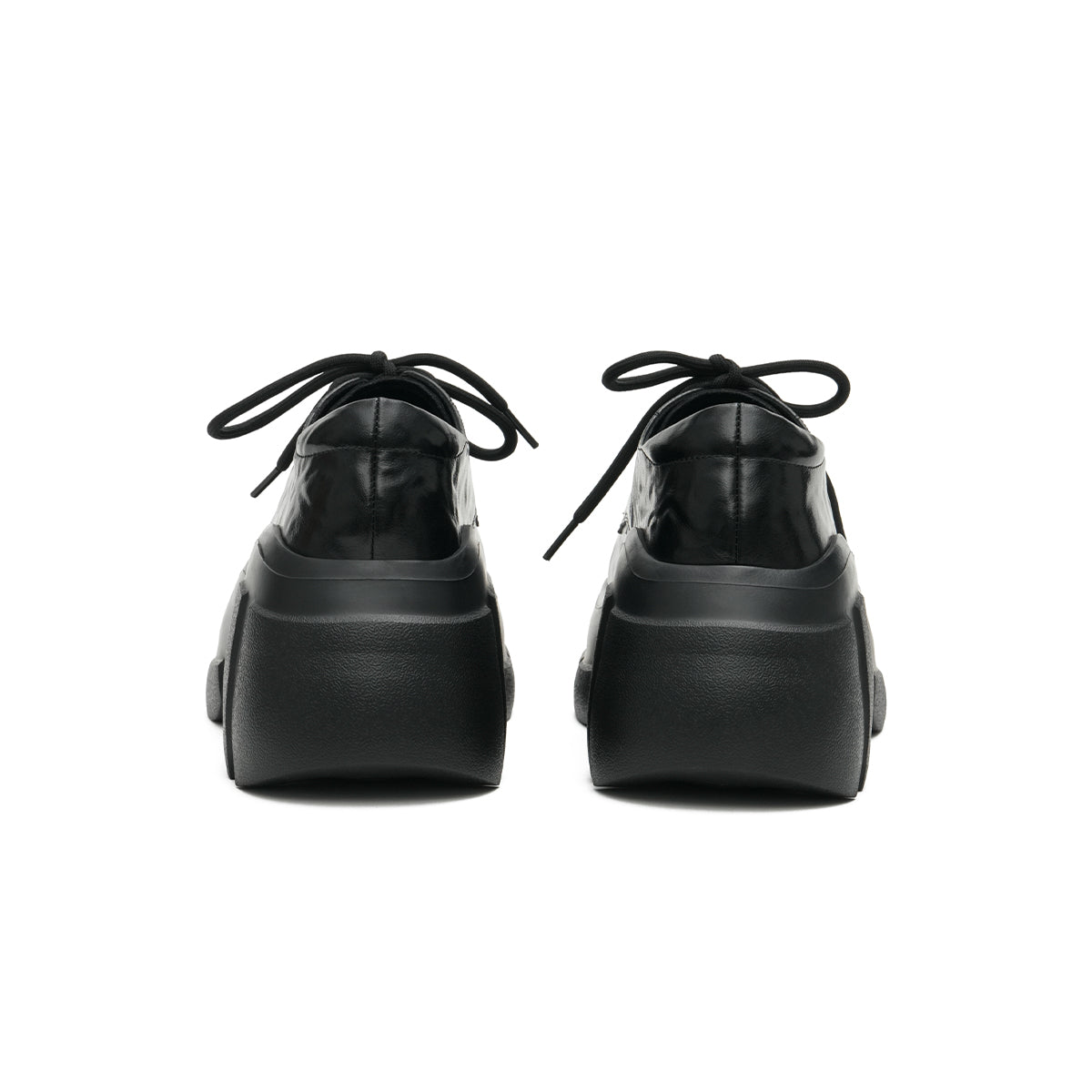 Chunky Heel Platform Lace-Up Leather Shoes-2