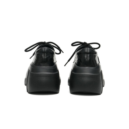 Chunky Heel Platform Lace-Up Leather Shoes-2