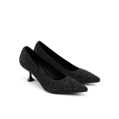 Cocktail Pointed Toe Rhinestone Kitten Heels-1
