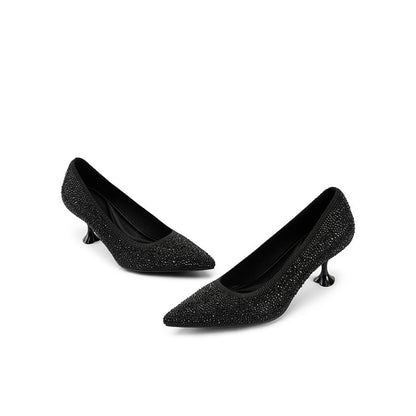 Cocktail Pointed Toe Rhinestone Kitten Heels-3