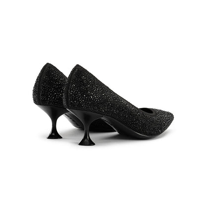 Cocktail Pointed Toe Rhinestone Kitten Heels-4