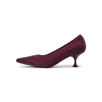 Cocktail Pointed Toe Rhinestone Kitten Heels-8
