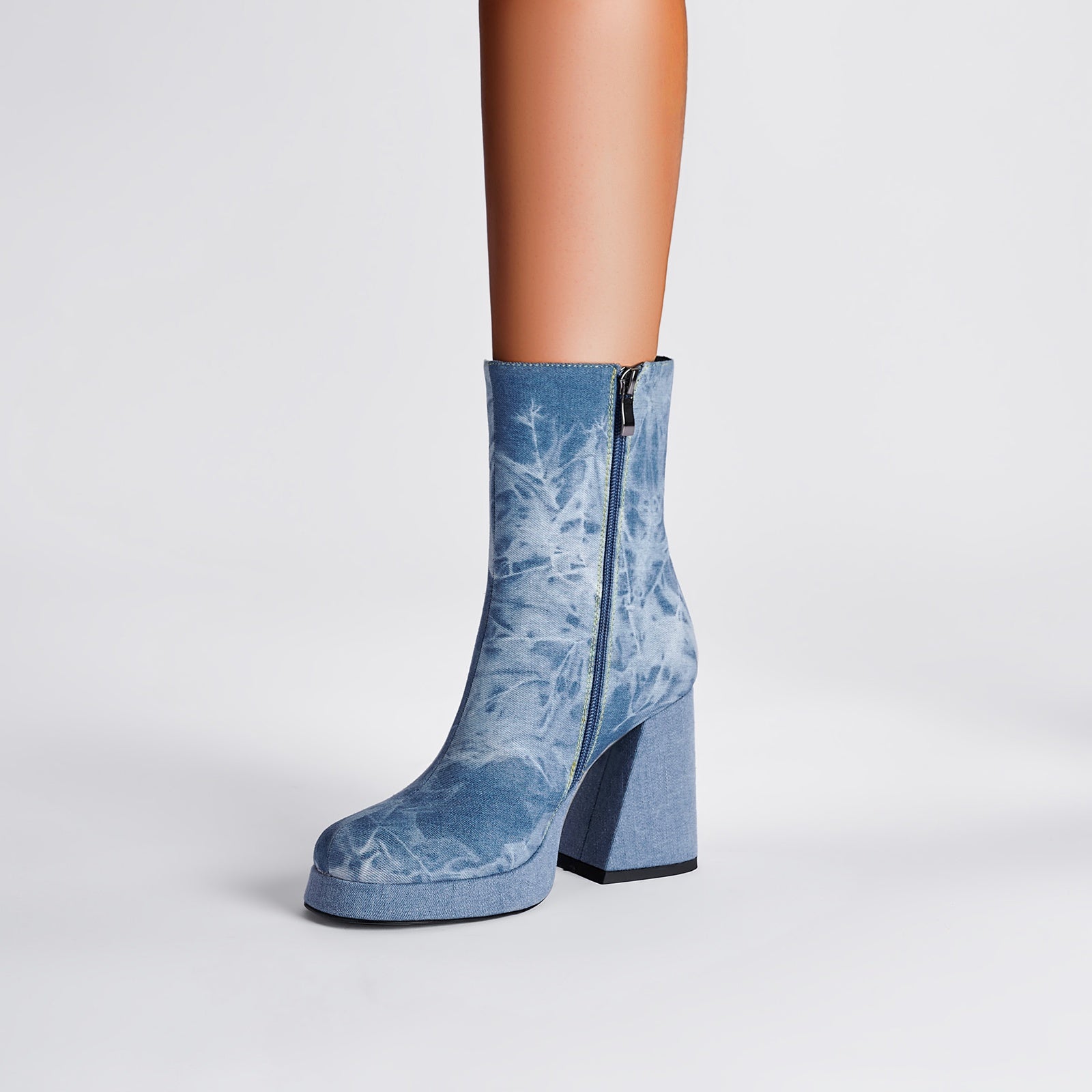 Comfortable Side Zip Denim Ankle Boots-1