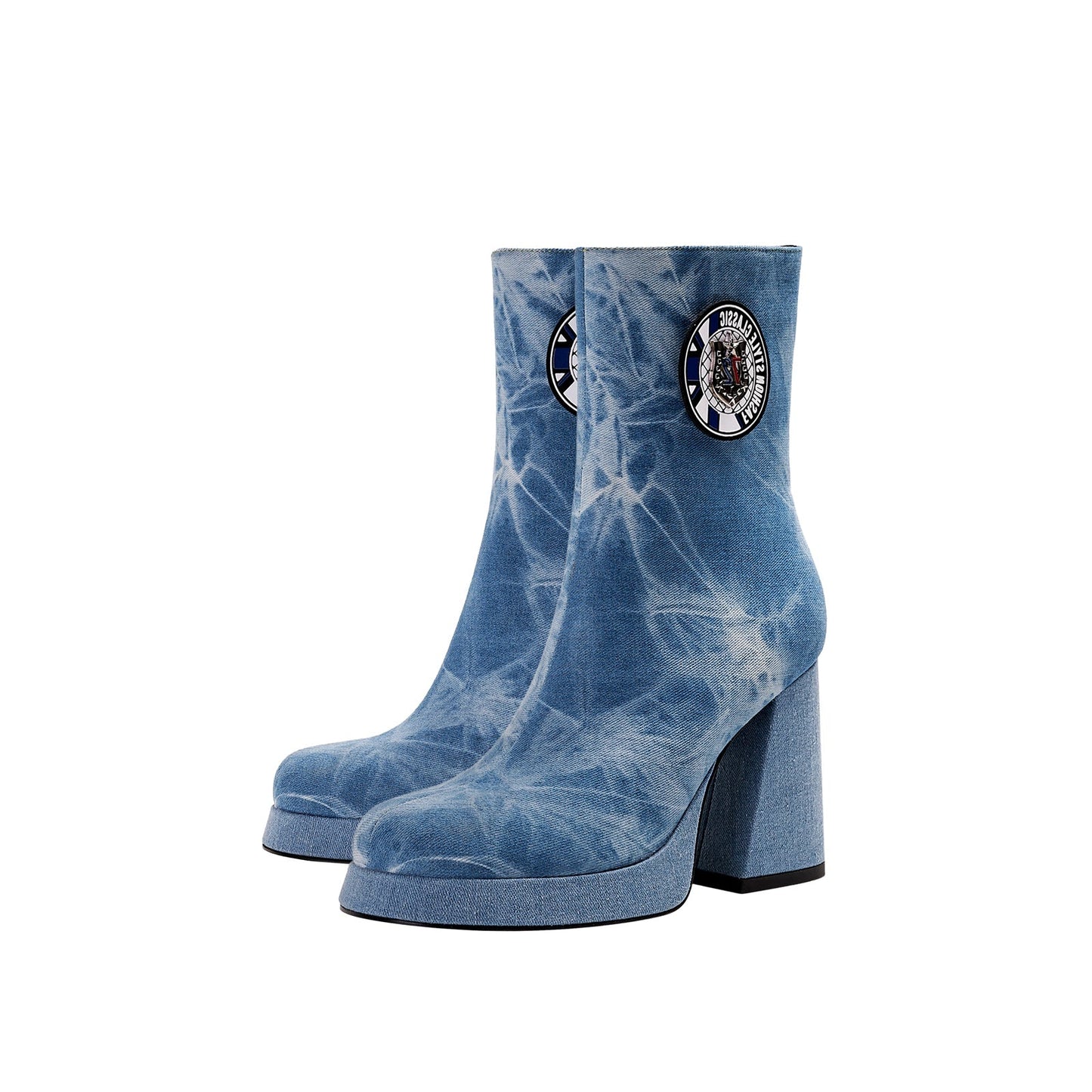 Comfortable Side Zip Denim Ankle Boots-3