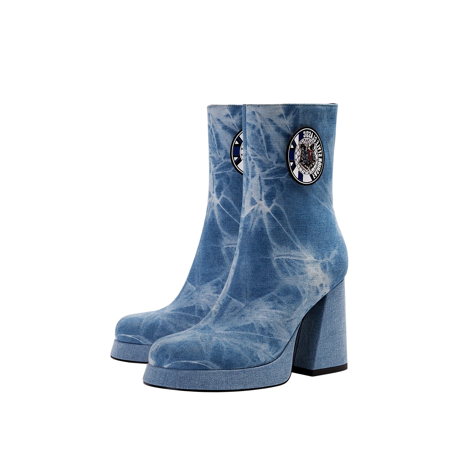 Comfortable Side Zip Denim Ankle Boots-3