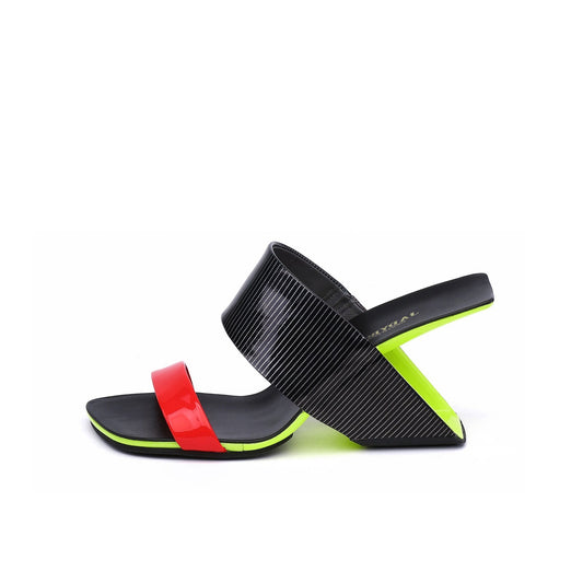 Double Strap Textured Slip On with Hollow Heels-0
