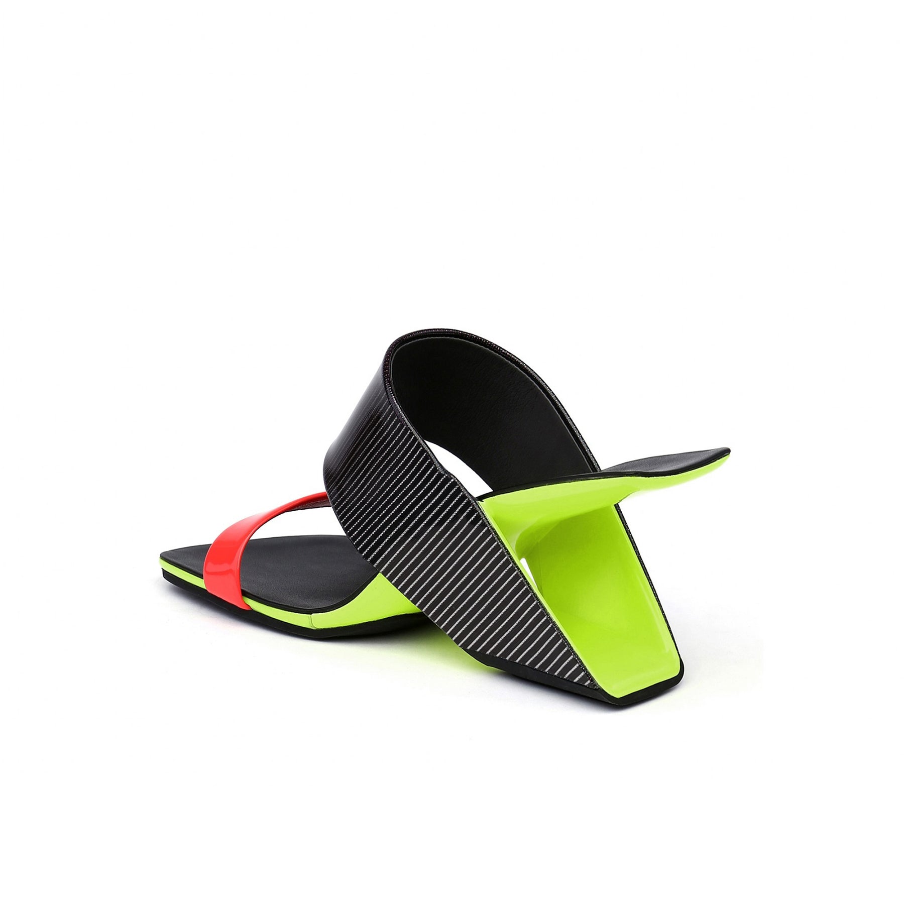 Double Strap Textured Slip On with Hollow Heels-3