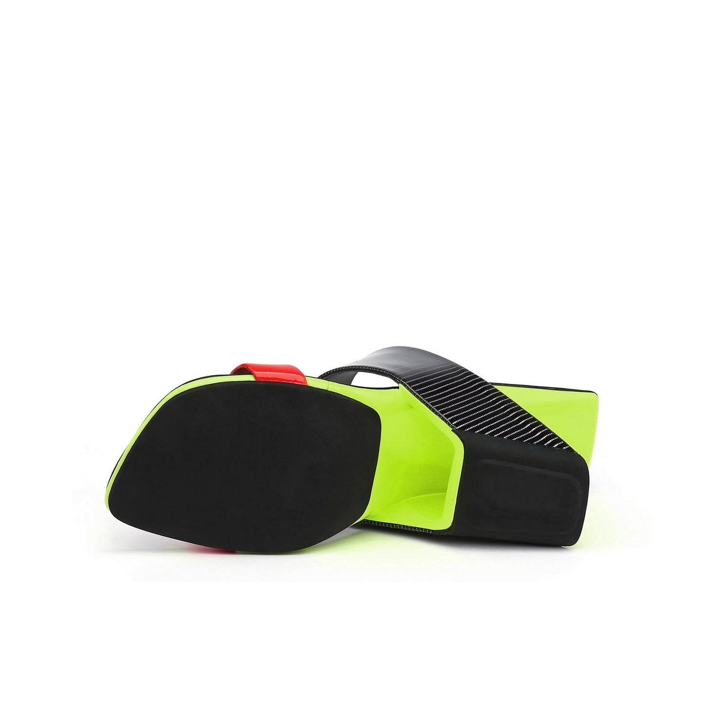 Double Strap Textured Slip On with Hollow Heels-4